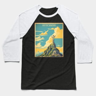 Cristo Redentor and Corcovado Rio de Janeiro Brazil Vintage Tourism Travel Poster Baseball T-Shirt